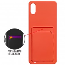 Capa para Samsung Galaxy A01 - Emborrachada Case Card Goiaba